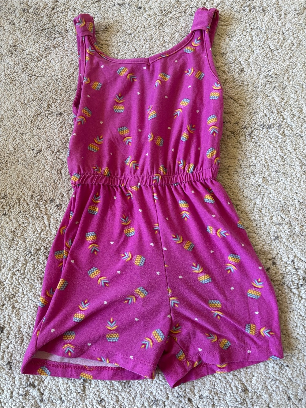 Monkey Bars Girls Fuchsia Pineapple Print Sleeveless Romper 4Y